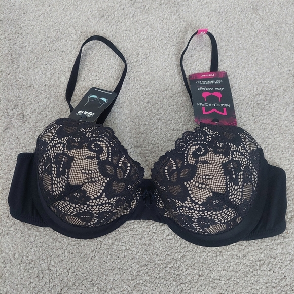 Maidenform Demi Coverage Black Lace bra & Auden Ivory Lace bra ~ Size 36B - Picture 3 of 9